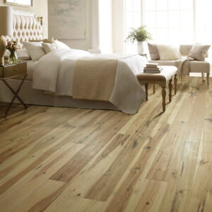 multi-tone hardwood flooring in bedroom | Flooring Express | Lafayette, IN