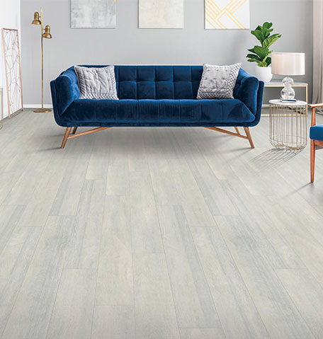 Light gray laminate flooring in living room Flooring Express | Lafayette, IN